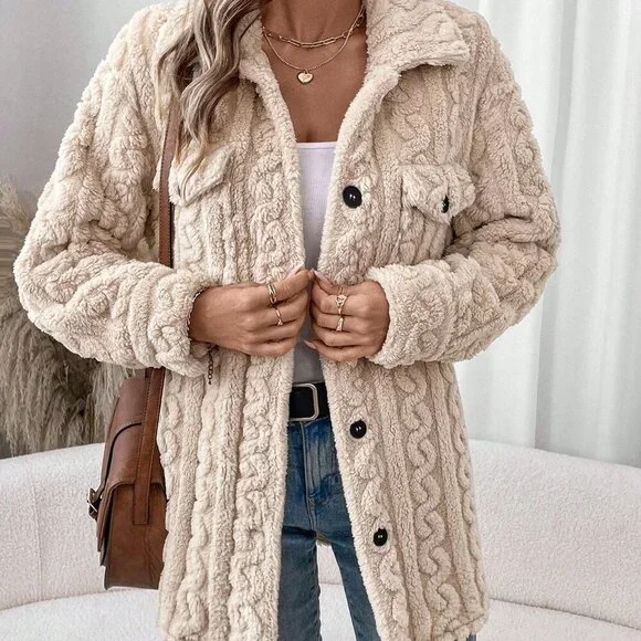 Apricot Casual Women's Coral Fleece & Flannel Ladies Regular Warm Jacket - Picture 6 of 6